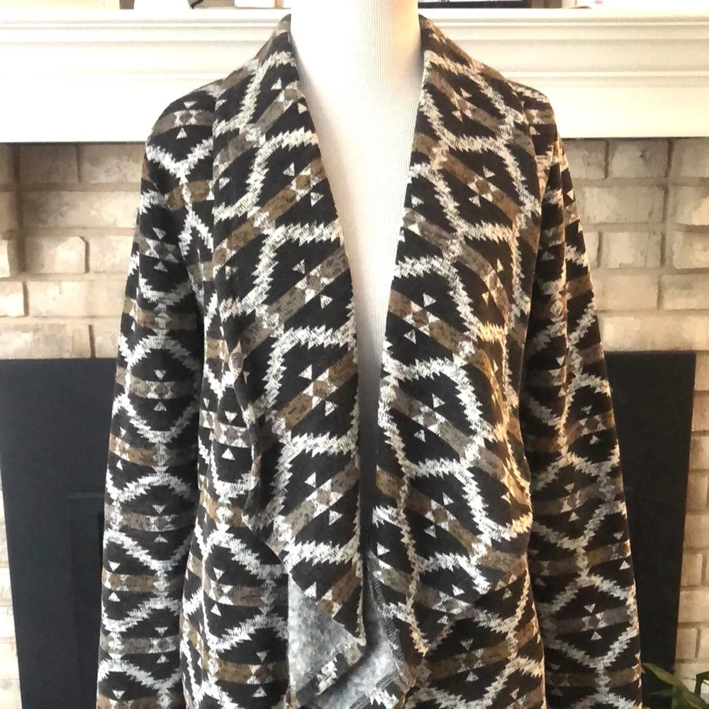 Jack by BB Dakota Open Front Waterfall Lapel Fleece Lined Cardigan size Small